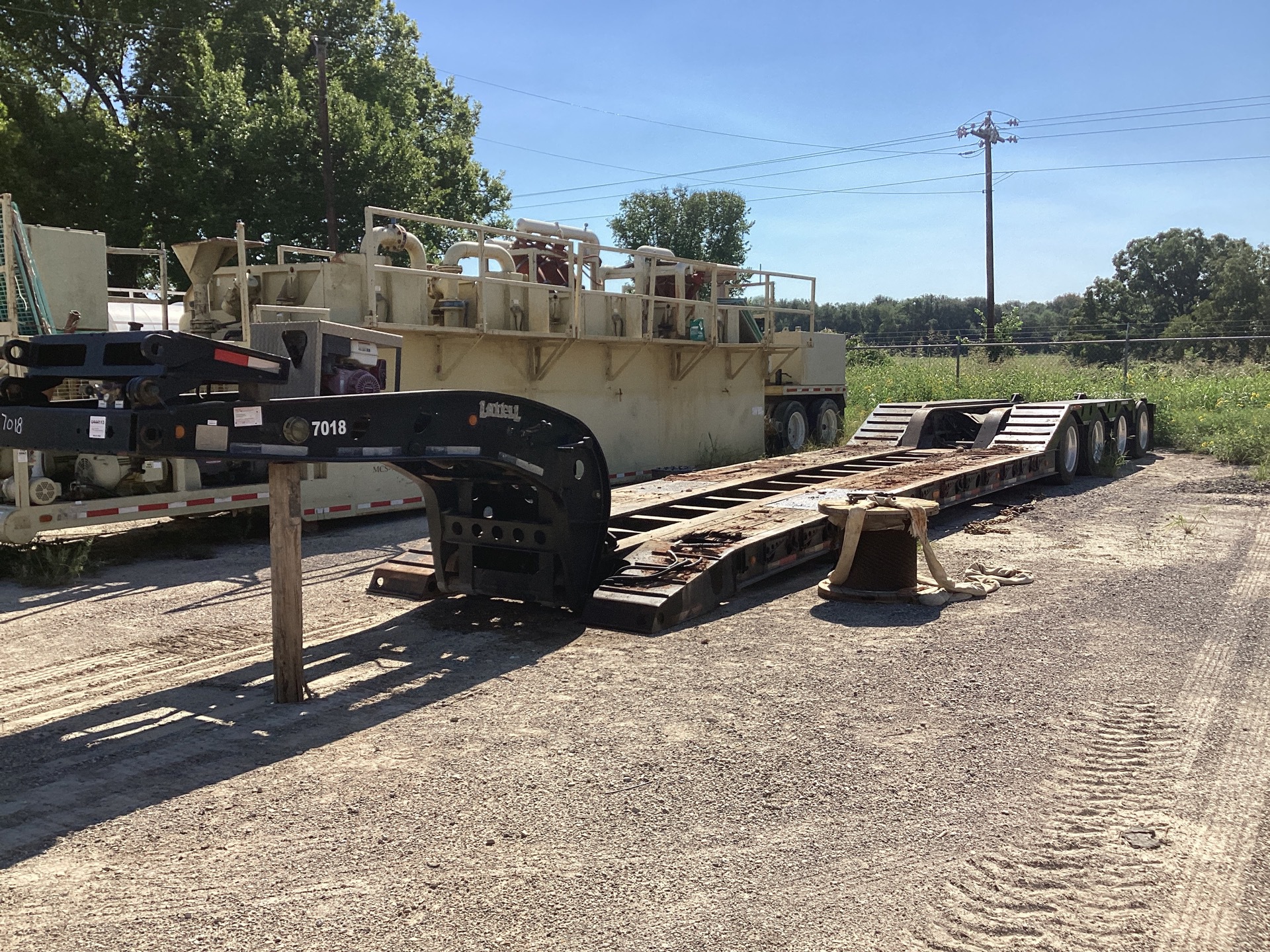 2003 Liddell Quad/A 52.6 ft - 57 ft Extendable Removable Gooseneck Lowboy Trailer