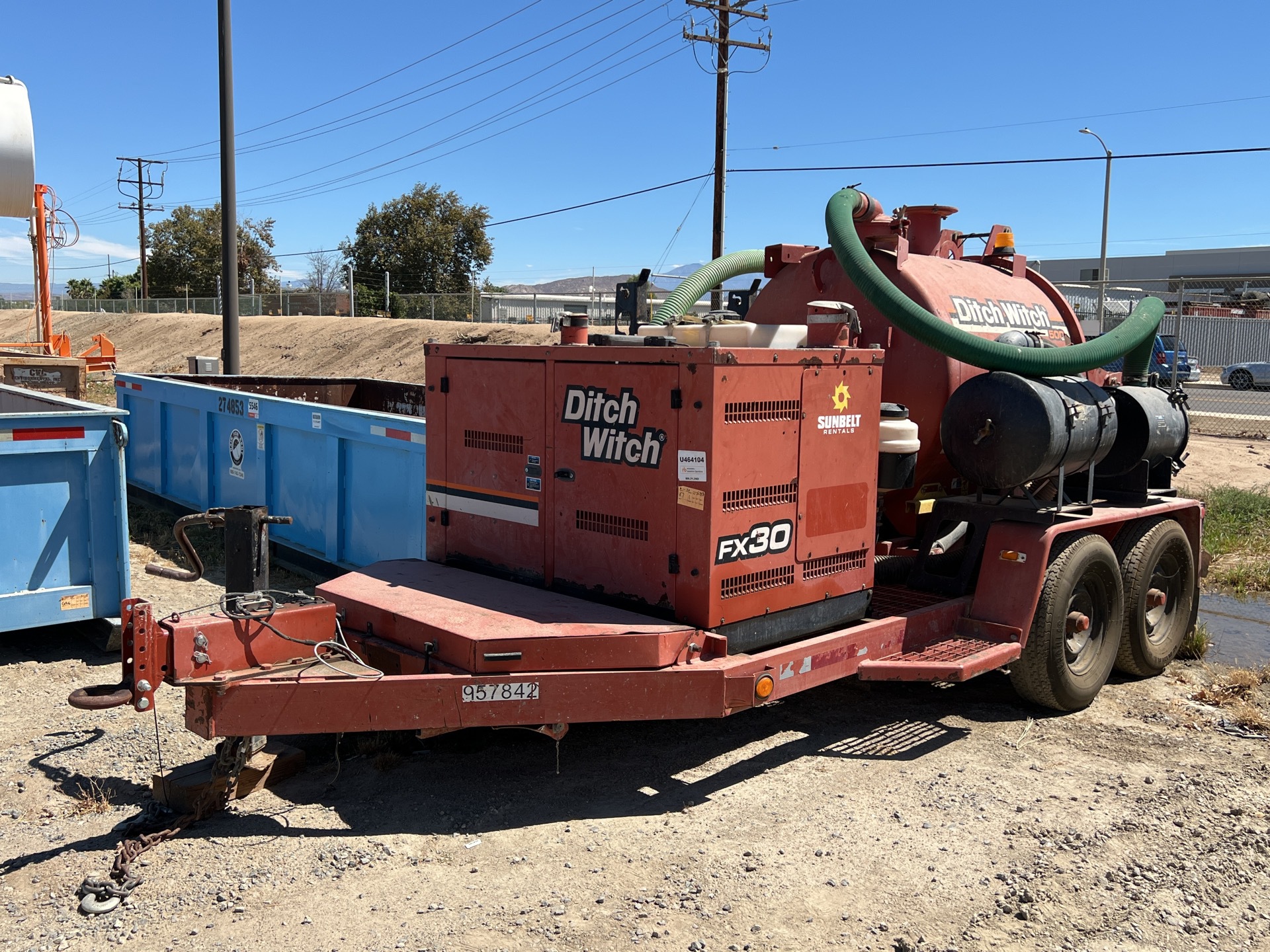 2014 Ditch Witch FX30 500 gal Vacuum Tanker Trailer